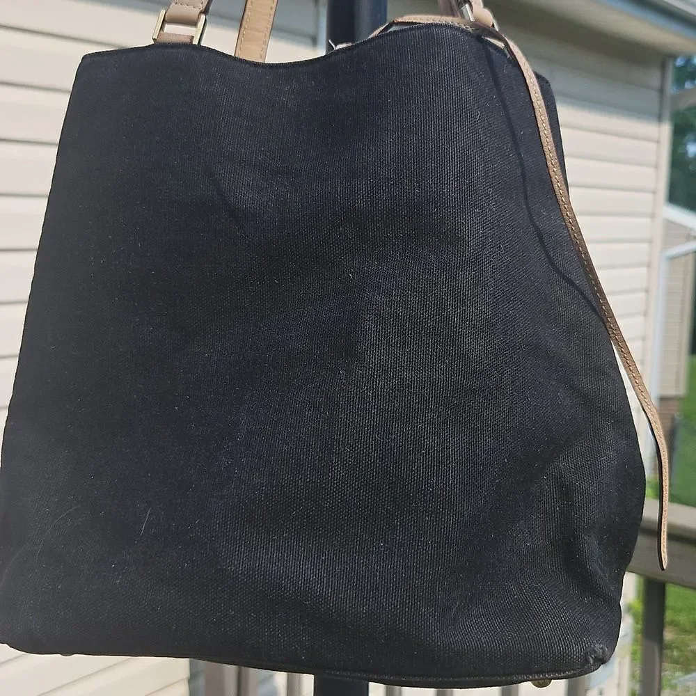 Kate Spade Floral Lined Black Canvas Tote Bag